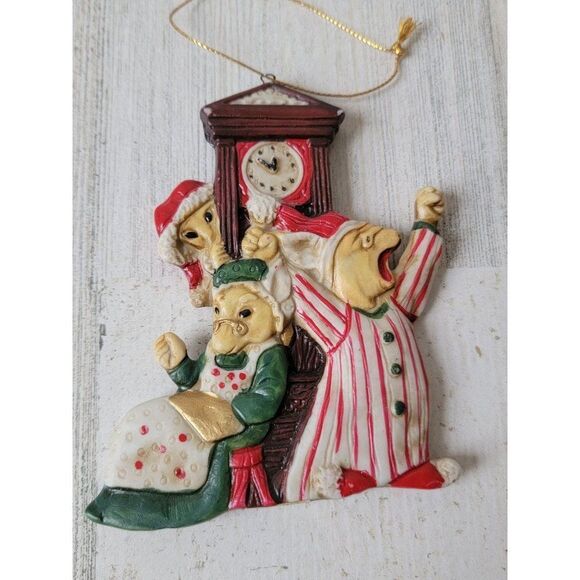 R.O.C bunny rabbit Santa clock ornament Xmas decor - Picture 1 of 6